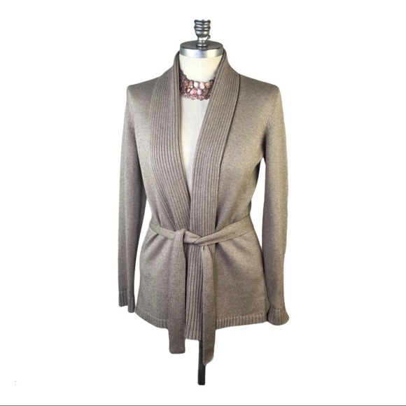 Lauren Ralph Lauren Tan Belted Cardigan Sweater M - Picture 1 of 6
